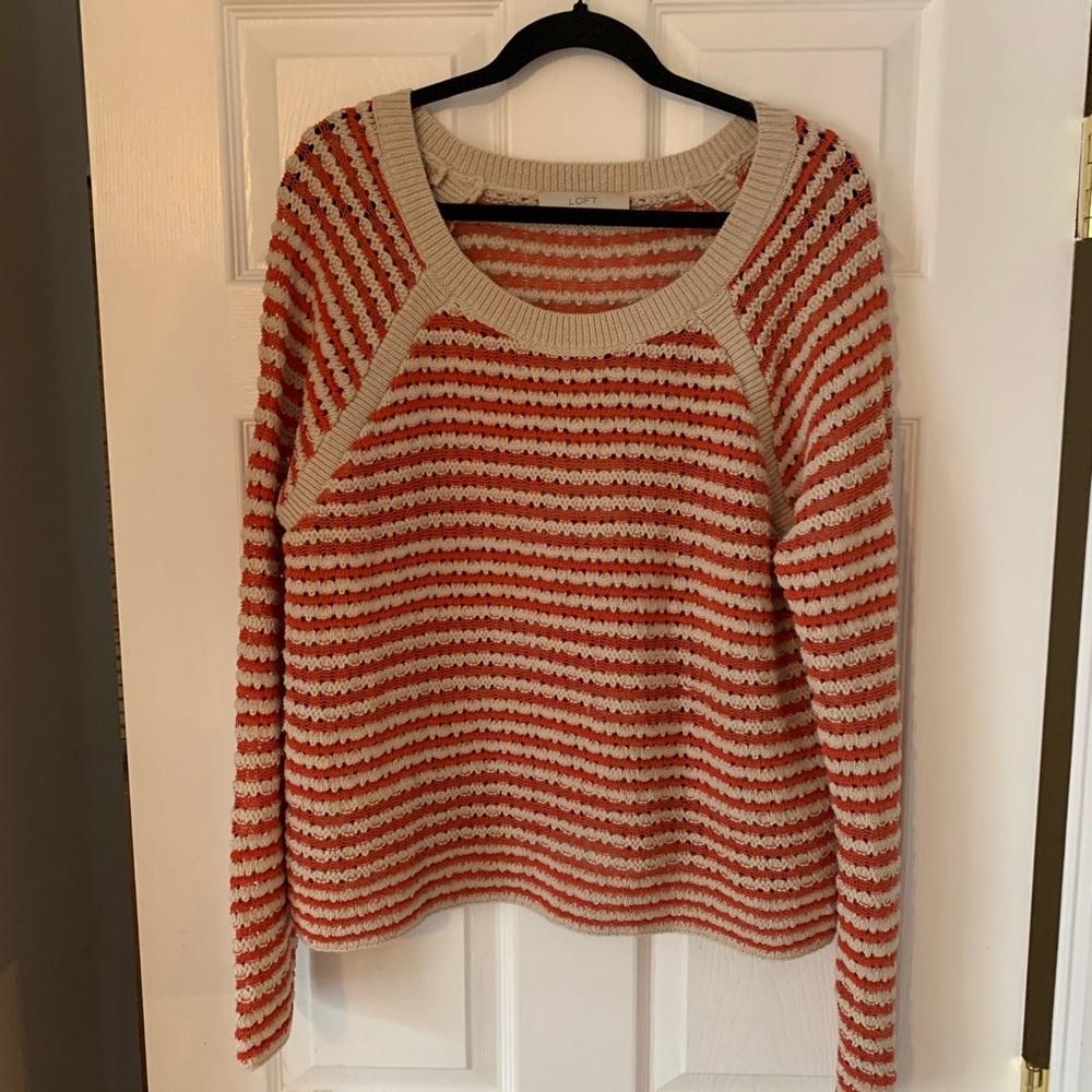 Loft Open Weave Chunky Stripe Sweater - image 4